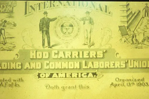 Laborers (LIUNA) 362's 1919 charter as "Hod Carriers & Common Laborers Union"