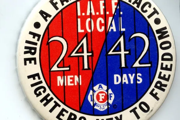Fire Fighters Local 2442 strike button, after they were jailed.