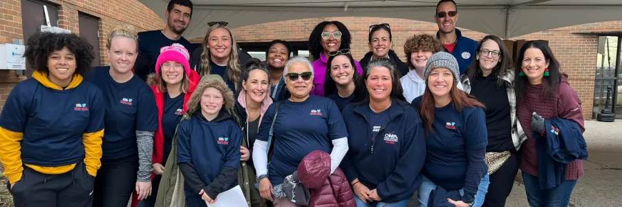 group of people under a tent