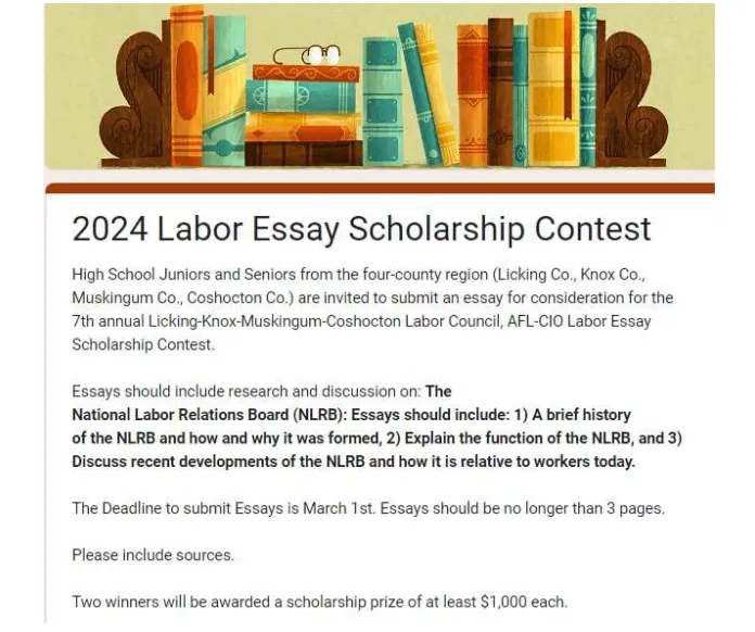 2024 Labor Essay Scholarship Licking Knox Central Labor Council   2024 Essay .webp