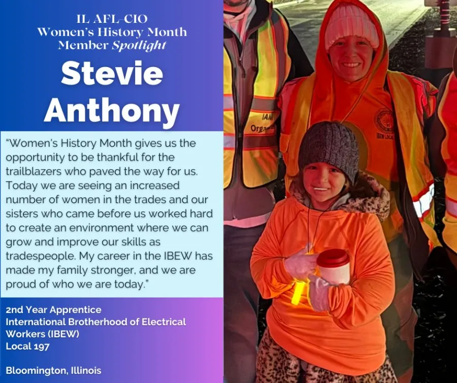 The Illinois AFL-CIO featured IBEW 197 apprentice Stevie Anthony