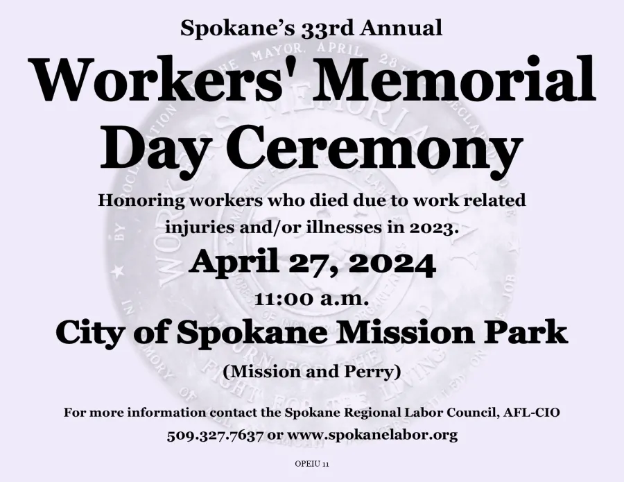 Ceremony at 11am on Saturday, April 27, 2024 in Mission Park, Spokane
