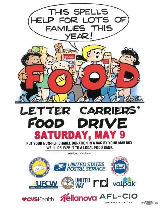 Letter Carriers Food Drive May 9, 2026