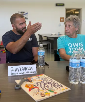 Ray Dumas with the Cement Masons and Plasterers speaks to the needs of working families