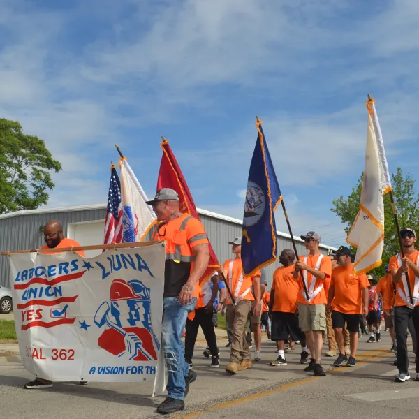 Laborers 362 marches in the 2023 Bloomington Memorial Day Parade.